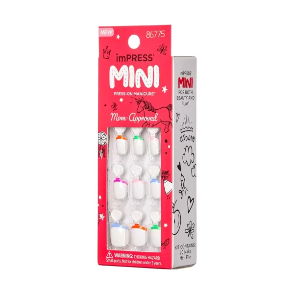 KISS imPRESS Mini Press-On Nails Manicure for Kids - 'French Pop' - Beginner Nail Art Set with Nail File &amp; 20 Fake Nails