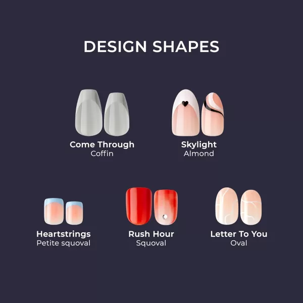 KISS imPRESS No Glue Mani Press On Nails, Design, 'Before Sunset', Multicolor, Short Size, Squoval Shape, Includes 30 Nails, Prep Pad, Instructions Sheet, 1 Manicure Stick, 1 Mini File