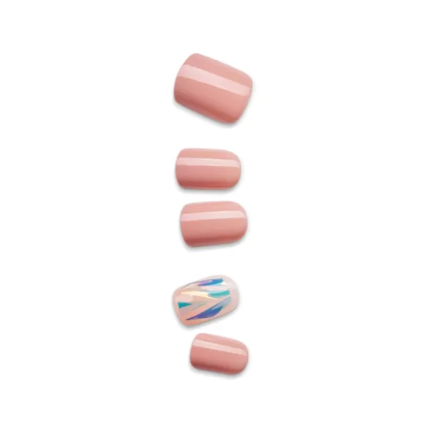 KISS imPRESS No Glue Mani Press On Nails, Design, 'Before Sunset', Multicolor, Short Size, Squoval Shape, Includes 30 Nails, Prep Pad, Instructions Sheet, 1 Manicure Stick, 1 Mini File