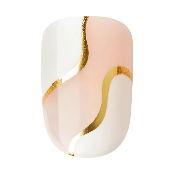 KISS imPRESS No Glue Mani Press On Nails, Design, 'Before Sunset', Multicolor, Short Size, Squoval Shape, Includes 30 Nails, Prep Pad, Instructions Sheet, 1 Manicure Stick, 1 Mini File