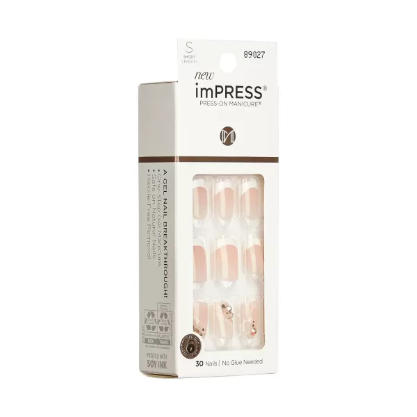 KISS imPRESS No Glue Mani Press On Nails, Design, 'Before Sunset', Multicolor, Short Size, Squoval Shape, Includes 30 Nails, Prep Pad, Instructions Sheet, 1 Manicure Stick, 1 Mini File