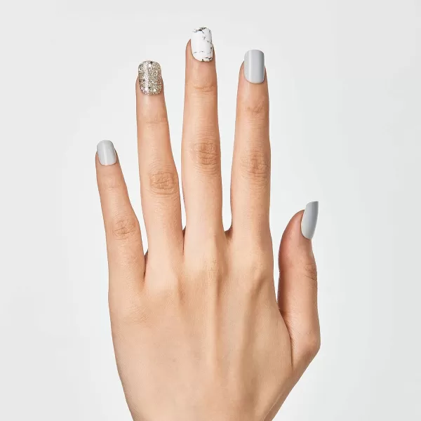 KISS imPRESS No Glue Mani Press On Nails, Design, 'Before Sunset', Multicolor, Short Size, Squoval Shape, Includes 30 Nails, Prep Pad, Instructions Sheet, 1 Manicure Stick, 1 Mini File