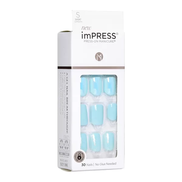 KISS imPRESS No Glue Mani Press On Nails, Design, 'Before Sunset', Multicolor, Short Size, Squoval Shape, Includes 30 Nails, Prep Pad, Instructions Sheet, 1 Manicure Stick, 1 Mini File