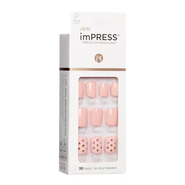 KISS imPRESS No Glue Mani Press On Nails, Design, 'Before Sunset', Multicolor, Short Size, Squoval Shape, Includes 30 Nails, Prep Pad, Instructions Sheet, 1 Manicure Stick, 1 Mini File