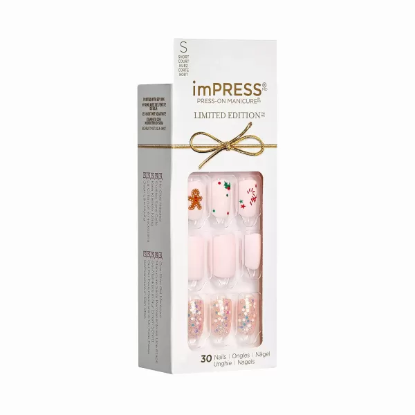 KISS imPRESS No Glue Mani Press On Nails, Design, 'Before Sunset', Multicolor, Short Size, Squoval Shape, Includes 30 Nails, Prep Pad, Instructions Sheet, 1 Manicure Stick, 1 Mini File