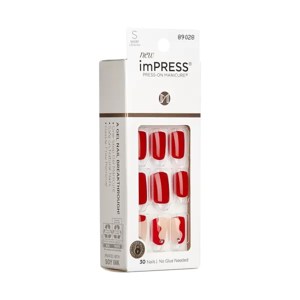 KISS imPRESS No Glue Mani Press On Nails, Design, 'Before Sunset', Multicolor, Short Size, Squoval Shape, Includes 30 Nails, Prep Pad, Instructions Sheet, 1 Manicure Stick, 1 Mini File