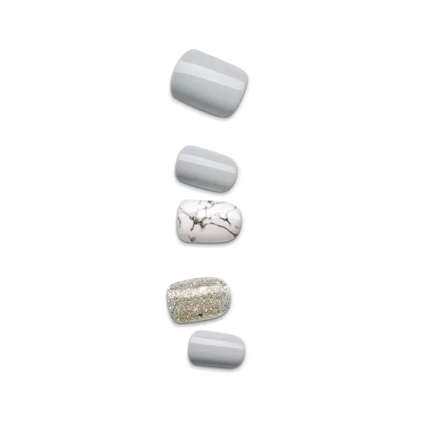 KISS imPRESS No Glue Mani Press On Nails, Design, 'Before Sunset', Multicolor, Short Size, Squoval Shape, Includes 30 Nails, Prep Pad, Instructions Sheet, 1 Manicure Stick, 1 Mini File
