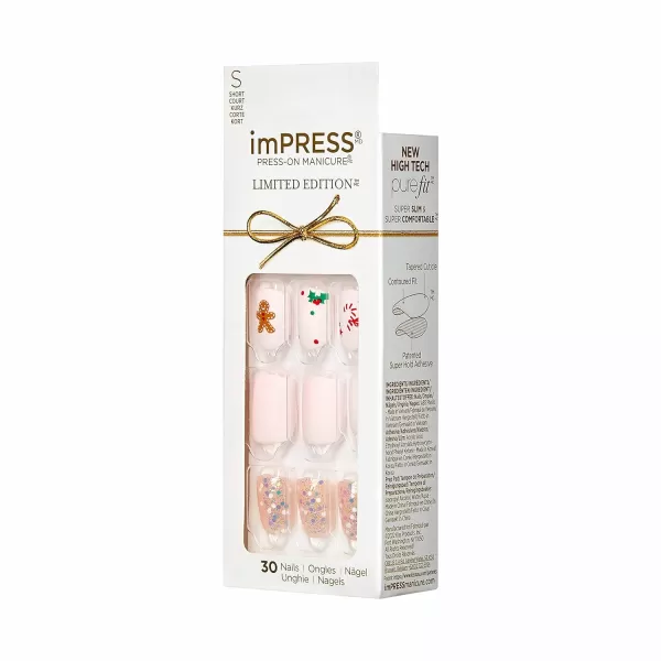 KISS imPRESS No Glue Mani Press On Nails, Design, 'Before Sunset', Multicolor, Short Size, Squoval Shape, Includes 30 Nails, Prep Pad, Instructions Sheet, 1 Manicure Stick, 1 Mini File