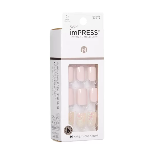 KISS imPRESS No Glue Mani Press On Nails, Design, 'Before Sunset', Multicolor, Short Size, Squoval Shape, Includes 30 Nails, Prep Pad, Instructions Sheet, 1 Manicure Stick, 1 Mini File