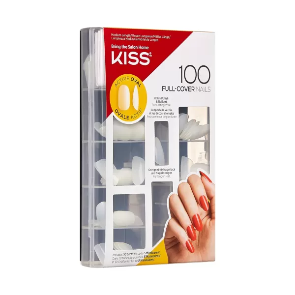 KISS100 Full Cover Nails Kit, Medium, 100 Nails 