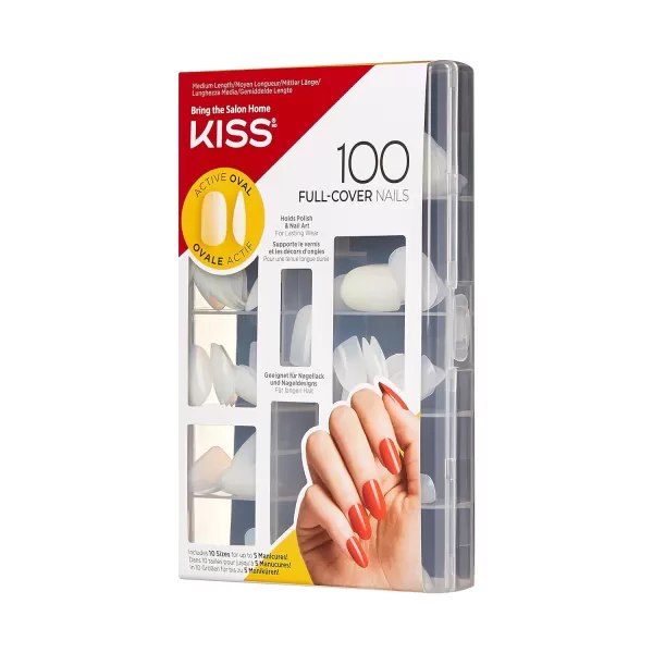 KISS100 Full Cover Nails Kit, Medium, 100 Nails 