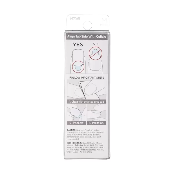 imPRESS KISS Press-On Manicure, Nail Kit, PureFit Technology, Medium Length Press-On Nails, So French', Includes Prep Pad, Mini Nail File, Cuticle Stick, and 30 Fake Nails