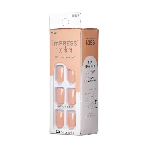 imPRESS KISS Press-On Manicure, Nail Kit, PureFit Technology, Medium Length Press-On Nails, So French', Includes Prep Pad, Mini Nail File, Cuticle Stick, and 30 Fake Nails