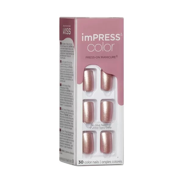 imPRESS KISS Press-On Manicure, Nail Kit, PureFit Technology, Medium Length Press-On Nails, So French', Includes Prep Pad, Mini Nail File, Cuticle Stick, and 30 Fake Nails