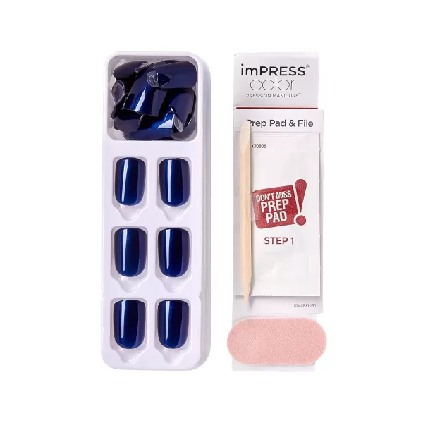 imPRESS KISS Press-On Manicure, Nail Kit, PureFit Technology, Medium Length Press-On Nails, So French', Includes Prep Pad, Mini Nail File, Cuticle Stick, and 30 Fake Nails