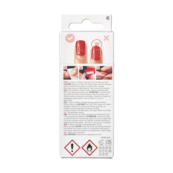 imPRESS KISS Press-On Manicure, Nail Kit, PureFit Technology, Medium Length Press-On Nails, So French', Includes Prep Pad, Mini Nail File, Cuticle Stick, and 30 Fake Nails