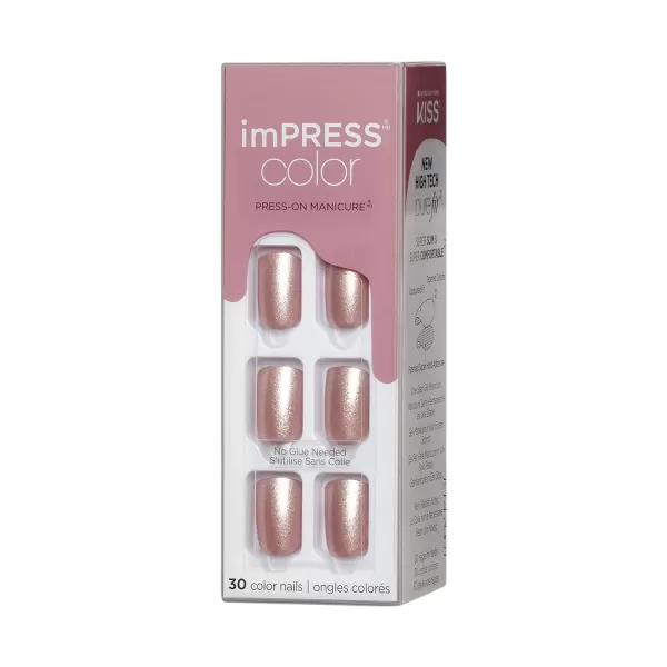 imPRESS KISS Press-On Manicure, Nail Kit, PureFit Technology, Medium Length Press-On Nails, So French', Includes Prep Pad, Mini Nail File, Cuticle Stick, and 30 Fake Nails