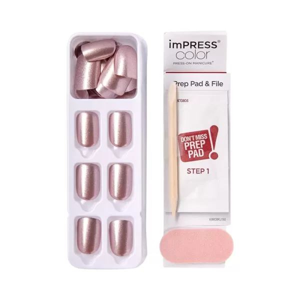 imPRESS KISS Press-On Manicure, Nail Kit, PureFit Technology, Medium Length Press-On Nails, So French', Includes Prep Pad, Mini Nail File, Cuticle Stick, and 30 Fake Nails