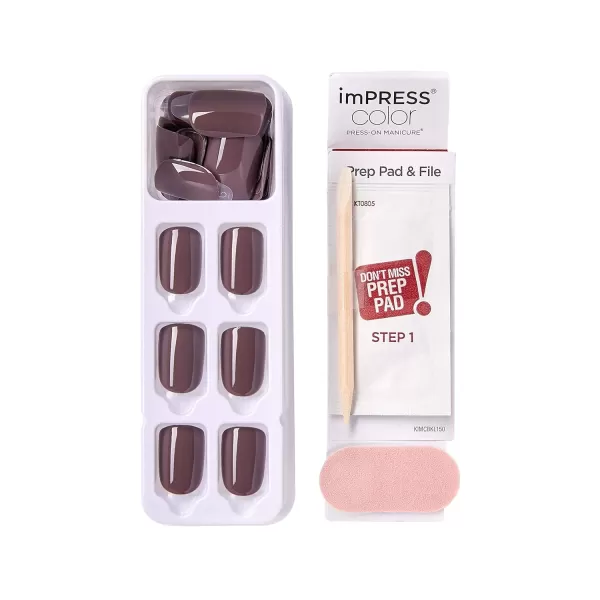 imPRESS KISS Press-On Manicure, Nail Kit, PureFit Technology, Medium Length Press-On Nails, So French', Includes Prep Pad, Mini Nail File, Cuticle Stick, and 30 Fake Nails