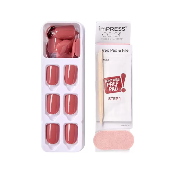 imPRESS KISS Press-On Manicure, Nail Kit, PureFit Technology, Medium Length Press-On Nails, So French', Includes Prep Pad, Mini Nail File, Cuticle Stick, and 30 Fake Nails