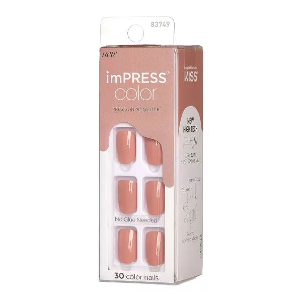 imPRESS KISS Press-On Manicure, Nail Kit, PureFit Technology, Medium Length Press-On Nails, So French', Includes Prep Pad, Mini Nail File, Cuticle Stick, and 30 Fake Nails