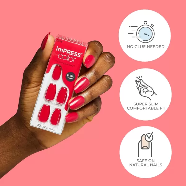 imPRESS KISS Press-On Manicure, Nail Kit, PureFit Technology, Medium Length Press-On Nails, So French', Includes Prep Pad, Mini Nail File, Cuticle Stick, and 30 Fake Nails