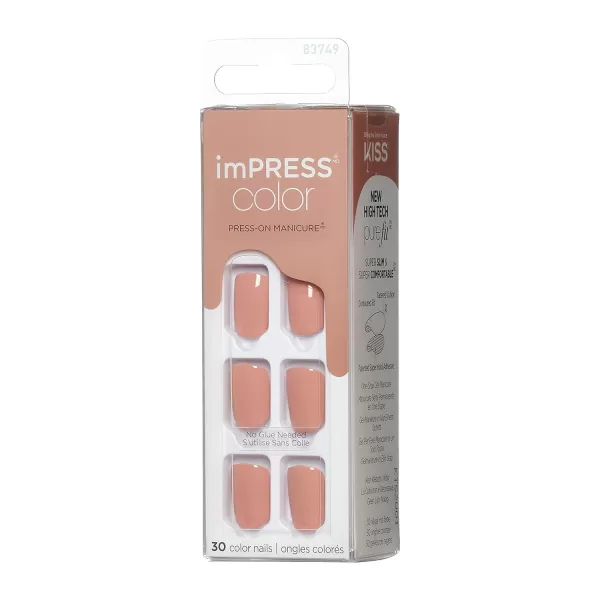 imPRESS KISS Press-On Manicure, Nail Kit, PureFit Technology, Medium Length Press-On Nails, So French', Includes Prep Pad, Mini Nail File, Cuticle Stick, and 30 Fake Nails