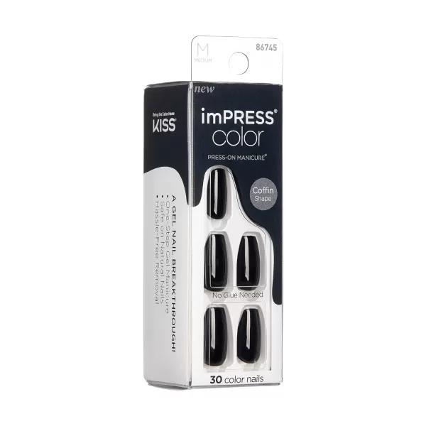 imPRESS KISS Press-On Manicure, Nail Kit, PureFit Technology, Medium Length Press-On Nails, So French', Includes Prep Pad, Mini Nail File, Cuticle Stick, and 30 Fake Nails