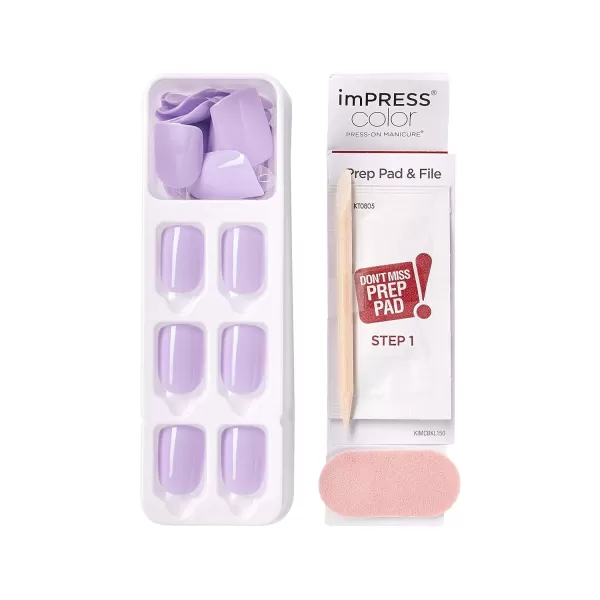 imPRESS KISS Press-On Manicure, Nail Kit, PureFit Technology, Medium Length Press-On Nails, So French', Includes Prep Pad, Mini Nail File, Cuticle Stick, and 30 Fake Nails