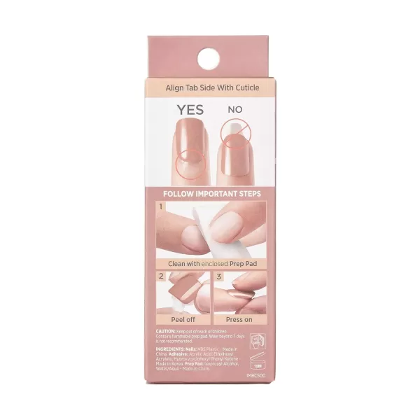 imPRESS KISS Press-On Manicure, Nail Kit, PureFit Technology, Medium Length Press-On Nails, So French', Includes Prep Pad, Mini Nail File, Cuticle Stick, and 30 Fake Nails