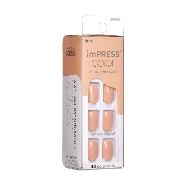 imPRESS KISS Press-On Manicure, Nail Kit, PureFit Technology, Medium Length Press-On Nails, So French', Includes Prep Pad, Mini Nail File, Cuticle Stick, and 30 Fake Nails