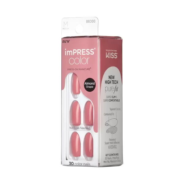imPRESS KISS Press-On Manicure, Nail Kit, PureFit Technology, Medium Length Press-On Nails, So French', Includes Prep Pad, Mini Nail File, Cuticle Stick, and 30 Fake Nails