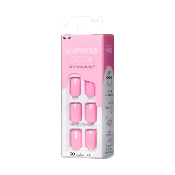 imPRESS KISS Press-On Manicure, Nail Kit, PureFit Technology, Medium Length Press-On Nails, So French', Includes Prep Pad, Mini Nail File, Cuticle Stick, and 30 Fake Nails