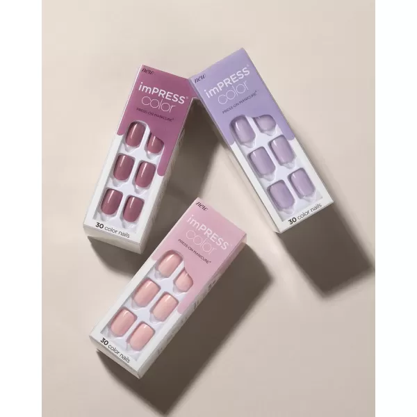 imPRESS KISS Press-On Manicure, Nail Kit, PureFit Technology, Medium Length Press-On Nails, So French', Includes Prep Pad, Mini Nail File, Cuticle Stick, and 30 Fake Nails