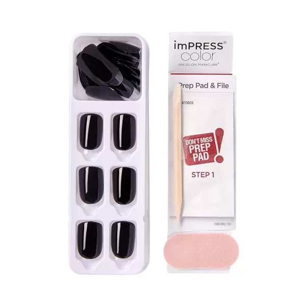 imPRESS KISS Press-On Manicure, Nail Kit, PureFit Technology, Medium Length Press-On Nails, So French', Includes Prep Pad, Mini Nail File, Cuticle Stick, and 30 Fake Nails