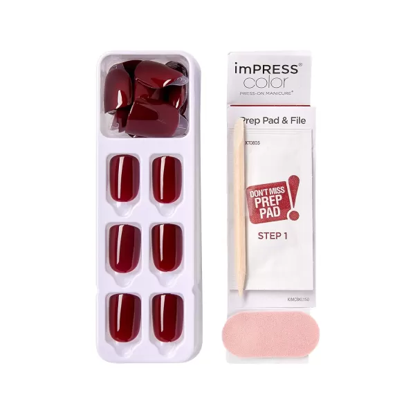 imPRESS KISS Press-On Manicure, Nail Kit, PureFit Technology, Medium Length Press-On Nails, So French', Includes Prep Pad, Mini Nail File, Cuticle Stick, and 30 Fake Nails