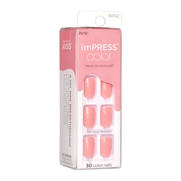 imPRESS KISS Press-On Manicure, Nail Kit, PureFit Technology, Medium Length Press-On Nails, So French', Includes Prep Pad, Mini Nail File, Cuticle Stick, and 30 Fake Nails