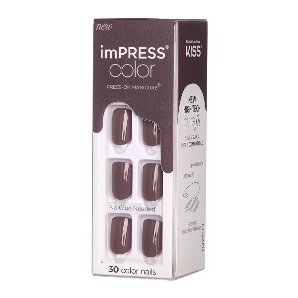 imPRESS KISS Press-On Manicure, Nail Kit, PureFit Technology, Medium Length Press-On Nails, So French', Includes Prep Pad, Mini Nail File, Cuticle Stick, and 30 Fake Nails