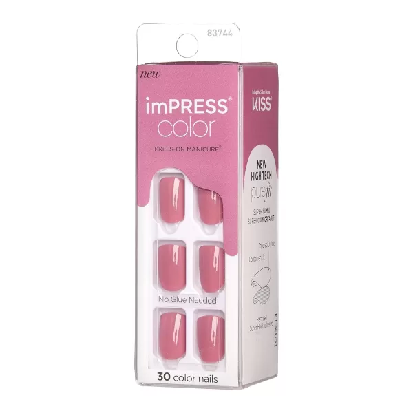 imPRESS KISS Press-On Manicure, Nail Kit, PureFit Technology, Medium Length Press-On Nails, So French', Includes Prep Pad, Mini Nail File, Cuticle Stick, and 30 Fake Nails