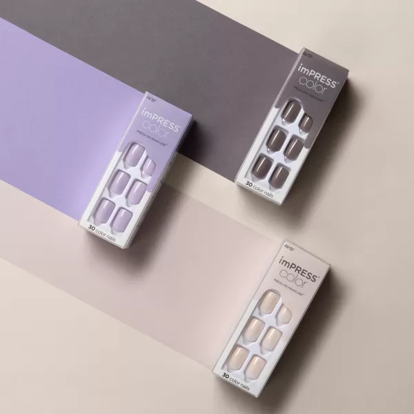 imPRESS KISS Press-On Manicure, Nail Kit, PureFit Technology, Medium Length Press-On Nails, So French', Includes Prep Pad, Mini Nail File, Cuticle Stick, and 30 Fake Nails