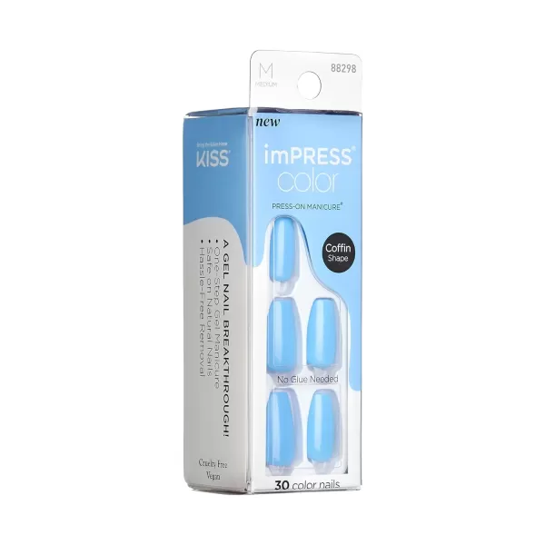 imPRESS KISS Press-On Manicure, Nail Kit, PureFit Technology, Medium Length Press-On Nails, So French', Includes Prep Pad, Mini Nail File, Cuticle Stick, and 30 Fake Nails