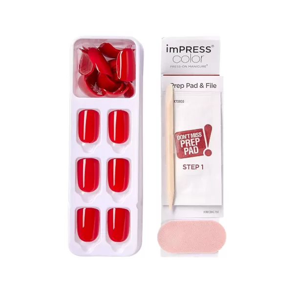 imPRESS KISS Press-On Manicure, Nail Kit, PureFit Technology, Medium Length Press-On Nails, So French', Includes Prep Pad, Mini Nail File, Cuticle Stick, and 30 Fake Nails