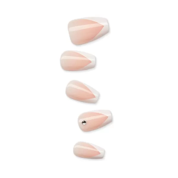 imPRESS KISS Press-On Manicure, Nail Kit, PureFit Technology, Medium Length Press-On Nails, So French', Includes Prep Pad, Mini Nail File, Cuticle Stick, and 30 Fake Nails