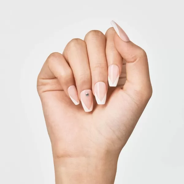 imPRESS KISS Press-On Manicure, Nail Kit, PureFit Technology, Medium Length Press-On Nails, So French', Includes Prep Pad, Mini Nail File, Cuticle Stick, and 30 Fake Nails