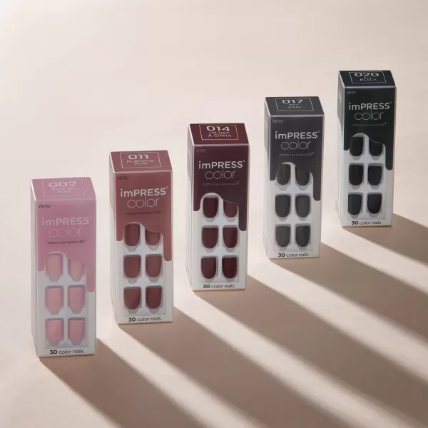 imPRESS KISS Press-On Manicure, Nail Kit, PureFit Technology, Medium Length Press-On Nails, So French', Includes Prep Pad, Mini Nail File, Cuticle Stick, and 30 Fake Nails