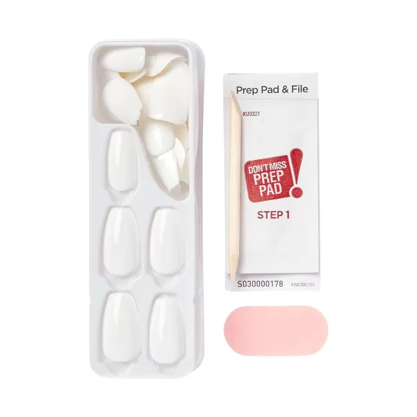 imPRESS KISS Press-On Manicure, Nail Kit, PureFit Technology, Medium Length Press-On Nails, So French', Includes Prep Pad, Mini Nail File, Cuticle Stick, and 30 Fake Nails