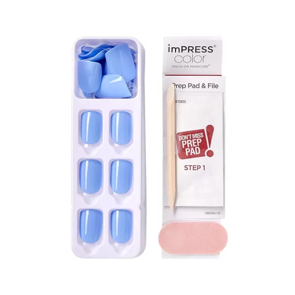 imPRESS KISS Press-On Manicure, Nail Kit, PureFit Technology, Medium Length Press-On Nails, So French', Includes Prep Pad, Mini Nail File, Cuticle Stick, and 30 Fake Nails