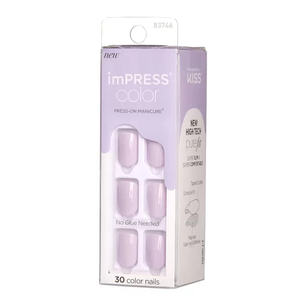 imPRESS KISS Press-On Manicure, Nail Kit, PureFit Technology, Medium Length Press-On Nails, So French', Includes Prep Pad, Mini Nail File, Cuticle Stick, and 30 Fake Nails