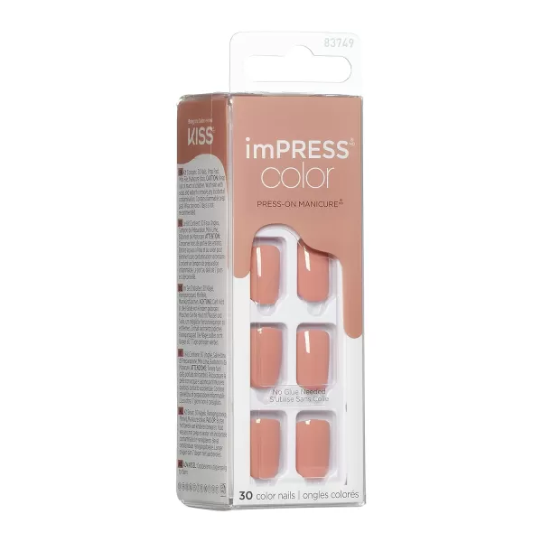 imPRESS KISS Press-On Manicure, Nail Kit, PureFit Technology, Medium Length Press-On Nails, So French', Includes Prep Pad, Mini Nail File, Cuticle Stick, and 30 Fake Nails