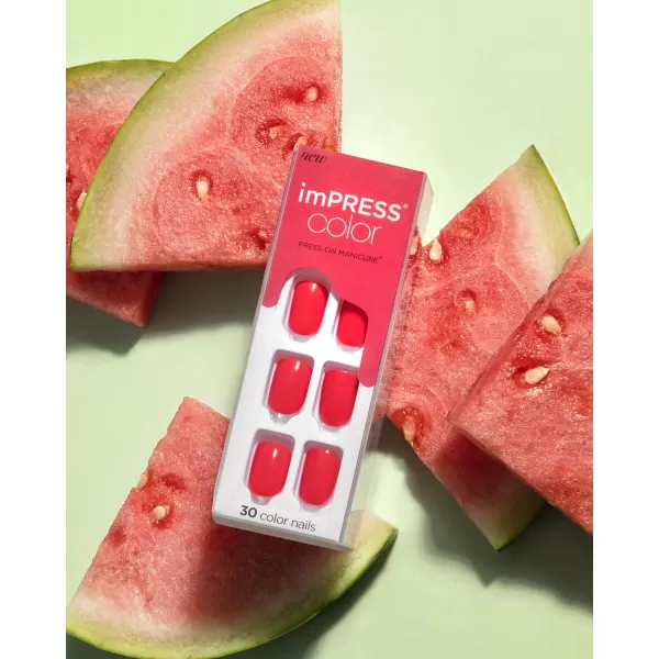 imPRESS KISS Press-On Manicure, Nail Kit, PureFit Technology, Medium Length Press-On Nails, So French', Includes Prep Pad, Mini Nail File, Cuticle Stick, and 30 Fake Nails